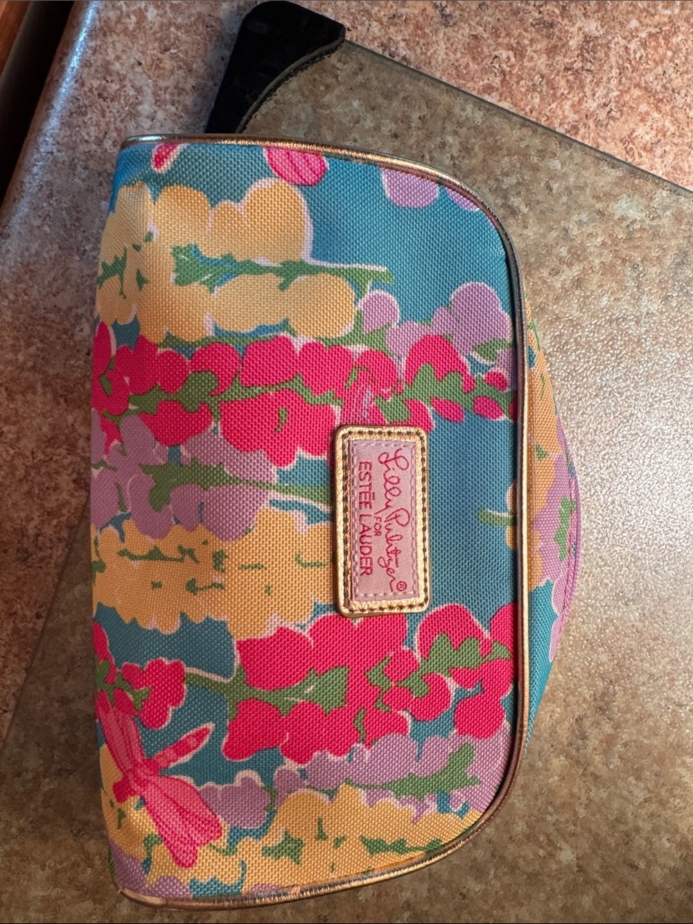 Lilly Pulitzer Floral Zip Cosmetic Pouch - Teal, Pink, Yellow, Green, Purple